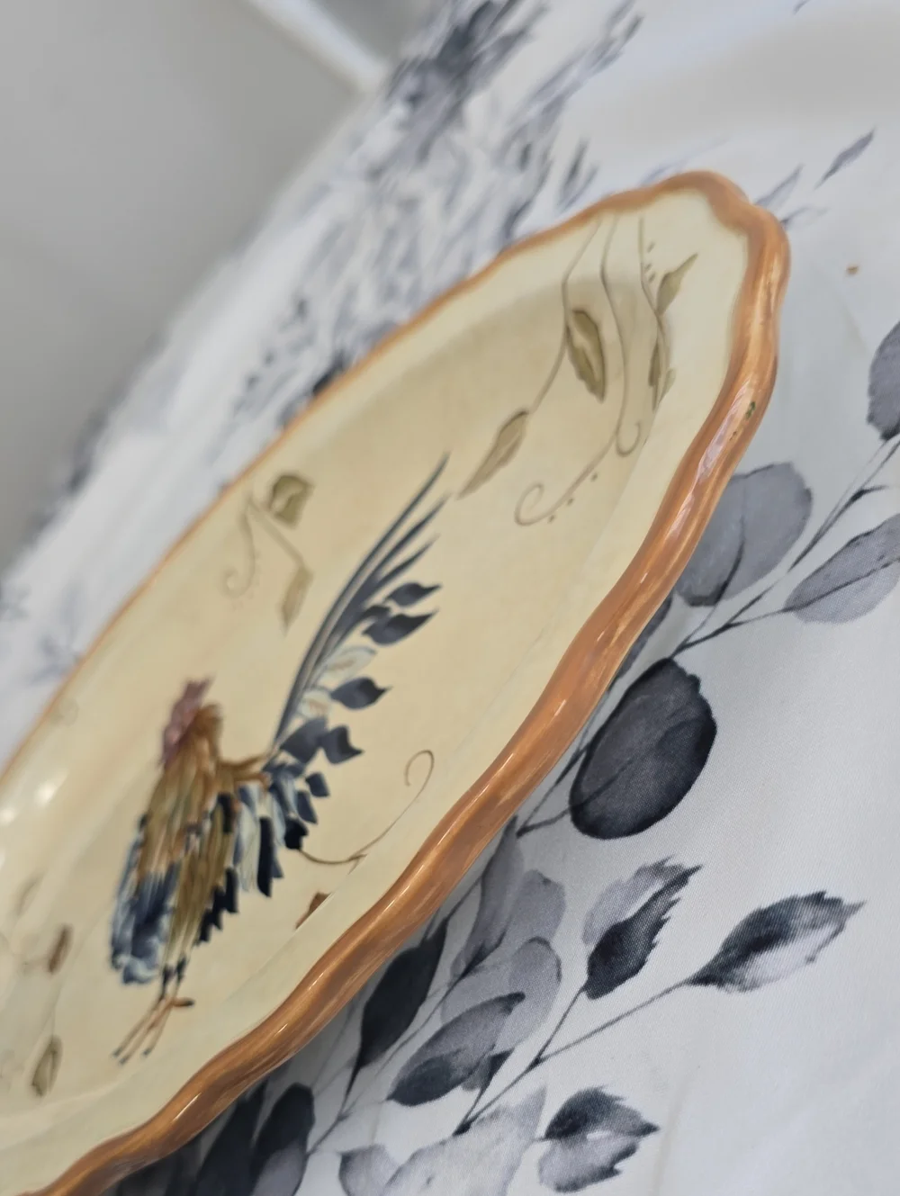 Whole Home Canterbury Rooster Oval Platter Ceramic 13.75